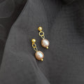 14K Gold Silver Plated Irregular Baroque Freshwater Pearl Stud Earrings Geometric Light Luxury
