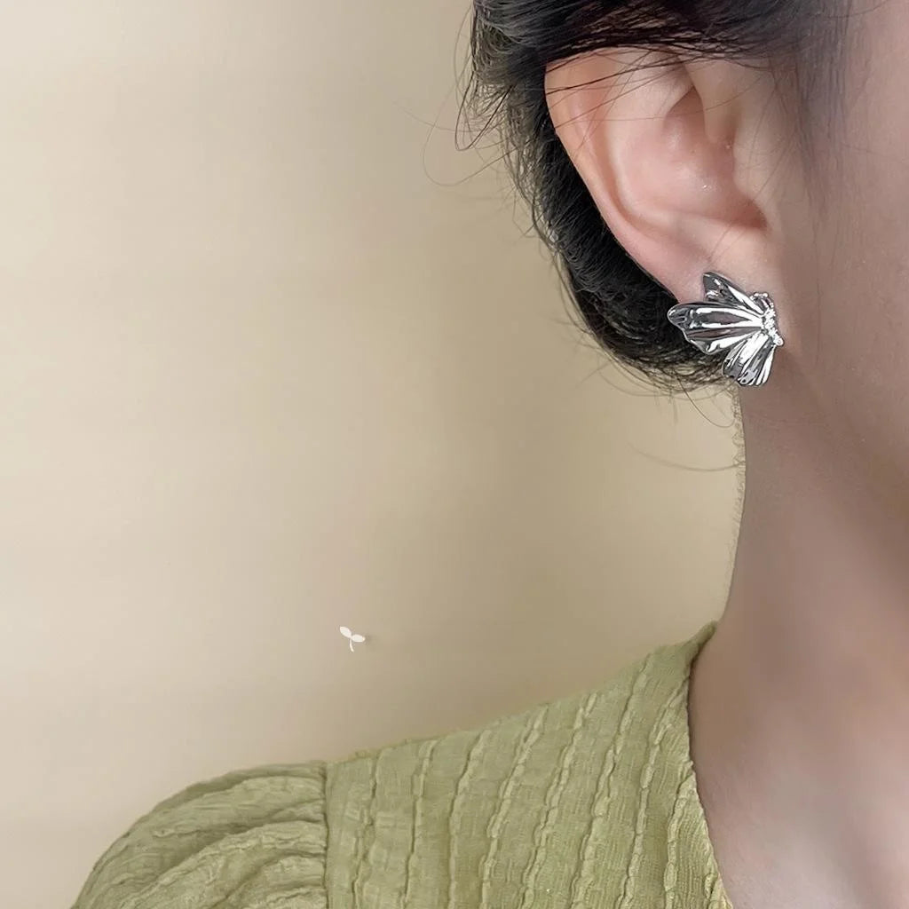 14K Gold Plated Copper Butterfly Stud Earrings, Minimalist Luxury Designer Commuter Jewelry