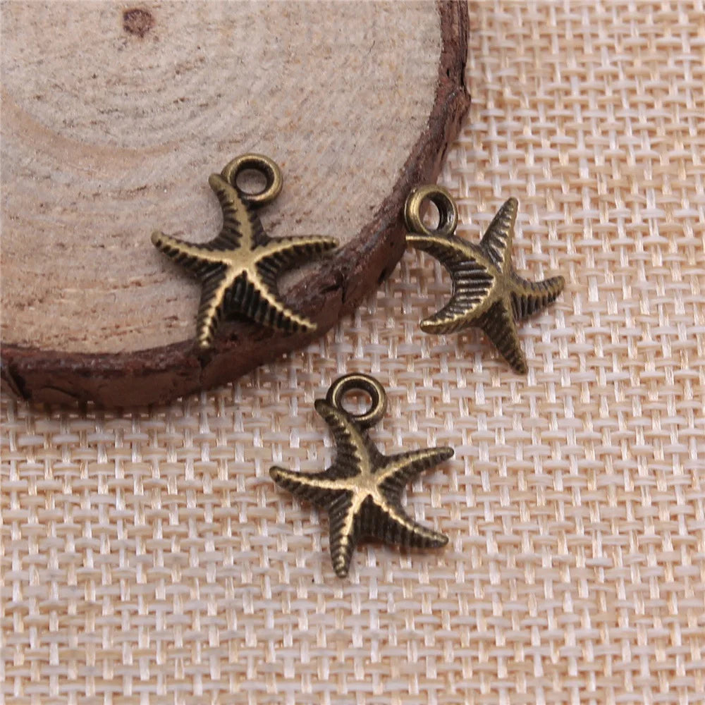 16x14mm 1g Zinc Alloy Starfish Charm Pendant for DIY Ocean Theme Necklace Bracelet Making