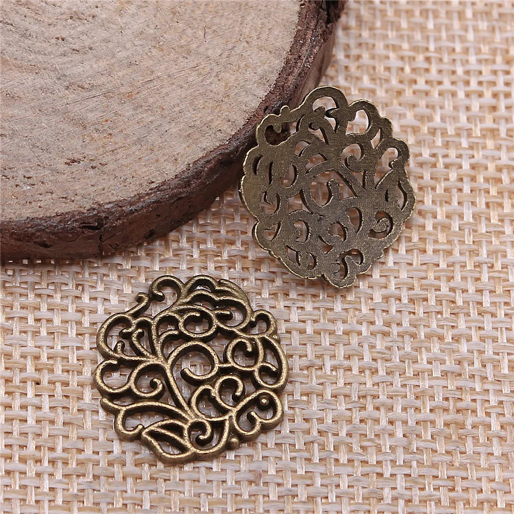 18x18mm 1.1g Multicolor Zinc Alloy Flower Filigree Charm Pendant for DIY Earrings Jewelry Making