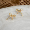 Simple Copper Bow Stud Earrings With Polka Dot Rope Knot Design Sweet Commuter Jewelry