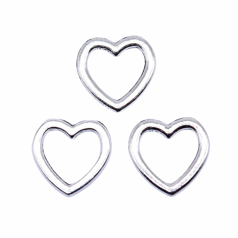 10x9mm 0.24g Antique Silver Zinc Alloy Hollow Heart charm pendant for DIY bracelet necklace making