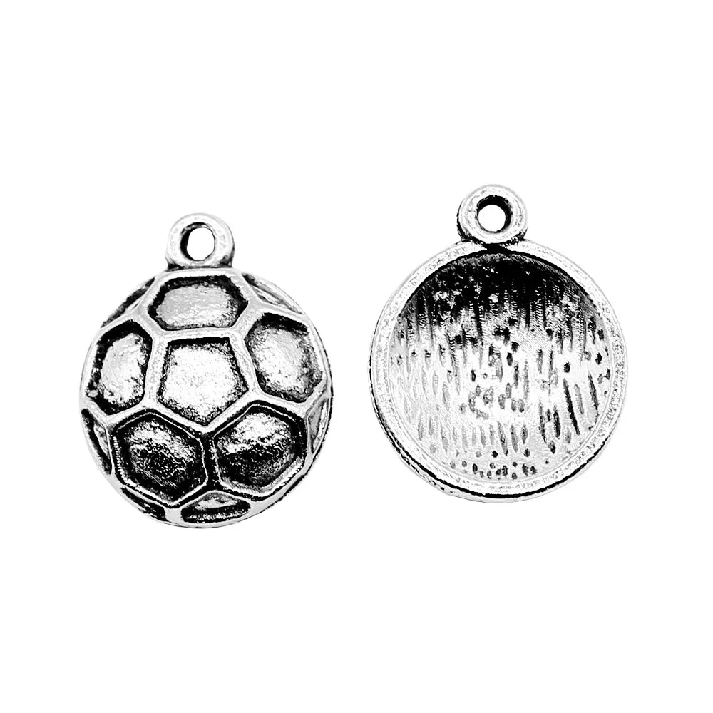 17x14mm 1.6g Antique Silver Zinc Alloy Soccer Ball Charm Pendant for DIY Sports Jewelry Making