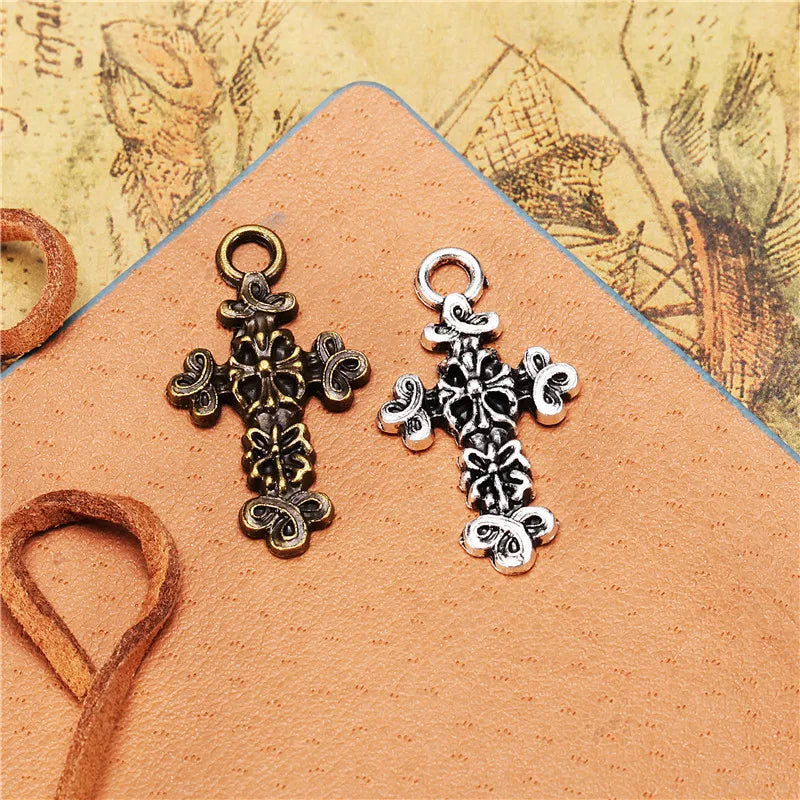 30x17MM Antique Silver Zinc Alloy Cross Charm Pendant for DIY Necklace Bracelet Jewelry Making