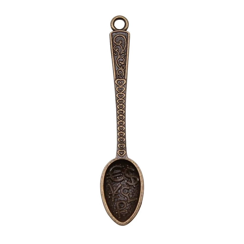 12x57mm 2.4g Multicolor Zinc Alloy Lucky Spoon Charm Pendant for DIY Necklace Bracelet Jewelry Making