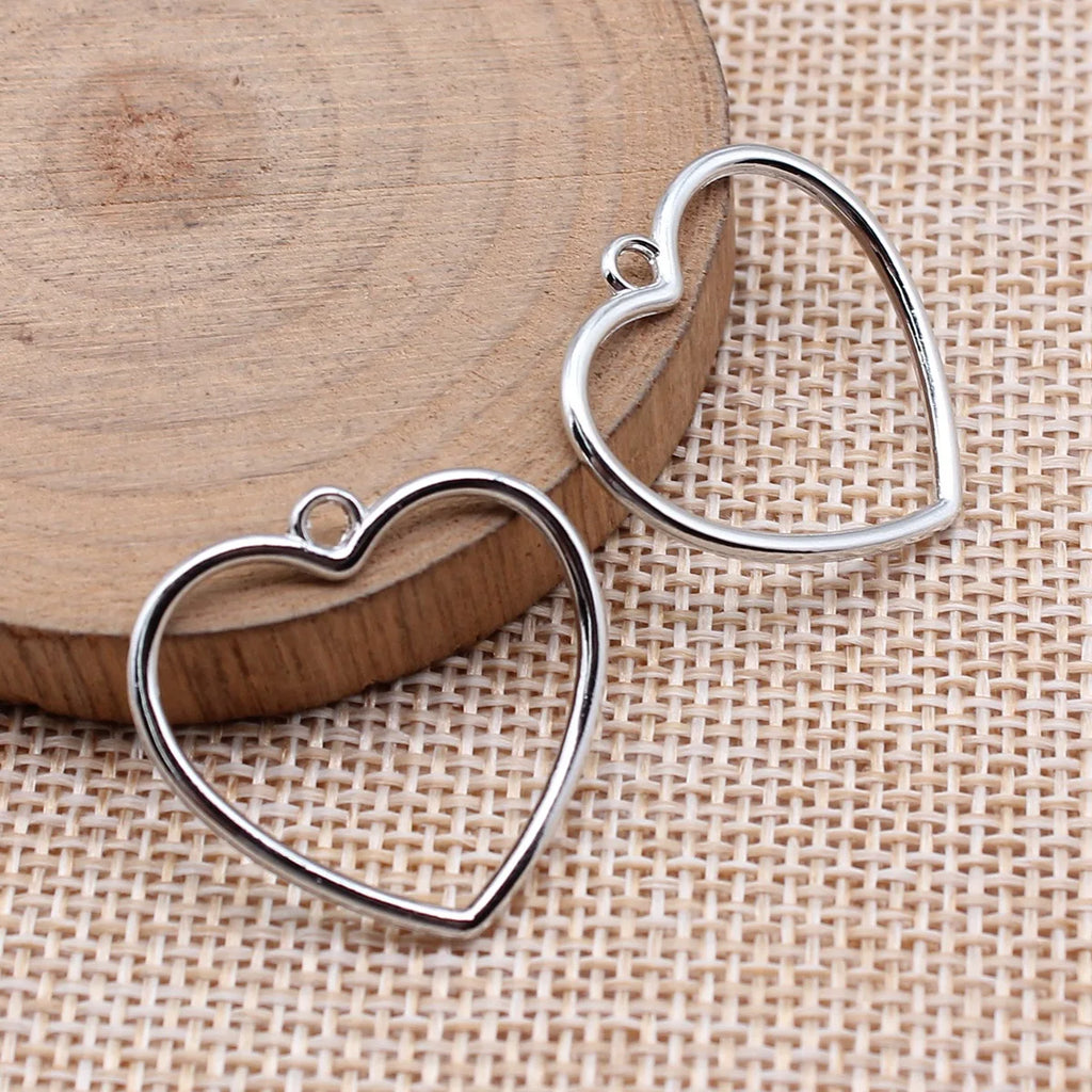 25x25mm 1.05g Multicolor Zinc Alloy Hollow Heart Charm Pendant for DIY Bracelet Necklace Making