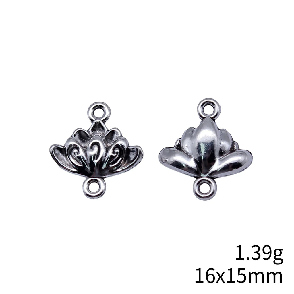 16x15mm 1.39g Antique Silver Zinc Alloy Lotus Connector Charm for DIY Necklace Bracelet Making