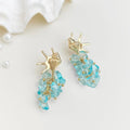 Ocean Style Copper Aquamarine Glass Conch Geometric Drop Earrings For Beach Vacation