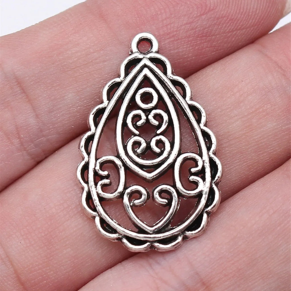 30x20mm 2.2g Multicolor Zinc Alloy Teardrop Flower Earring Charms for DIY Earrings
