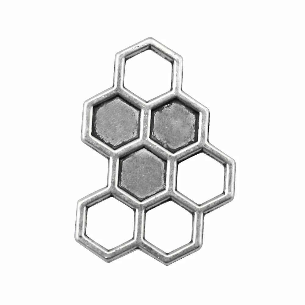25x17mm 1.5g Antique Silver Zinc Alloy Honeycomb Charm Pendant for DIY Necklace Bracelet Making