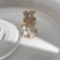14K Gold Plated Copper 3D Flower Stud Earrings With Micro Pave Zircon Elegant Floral Jewelry