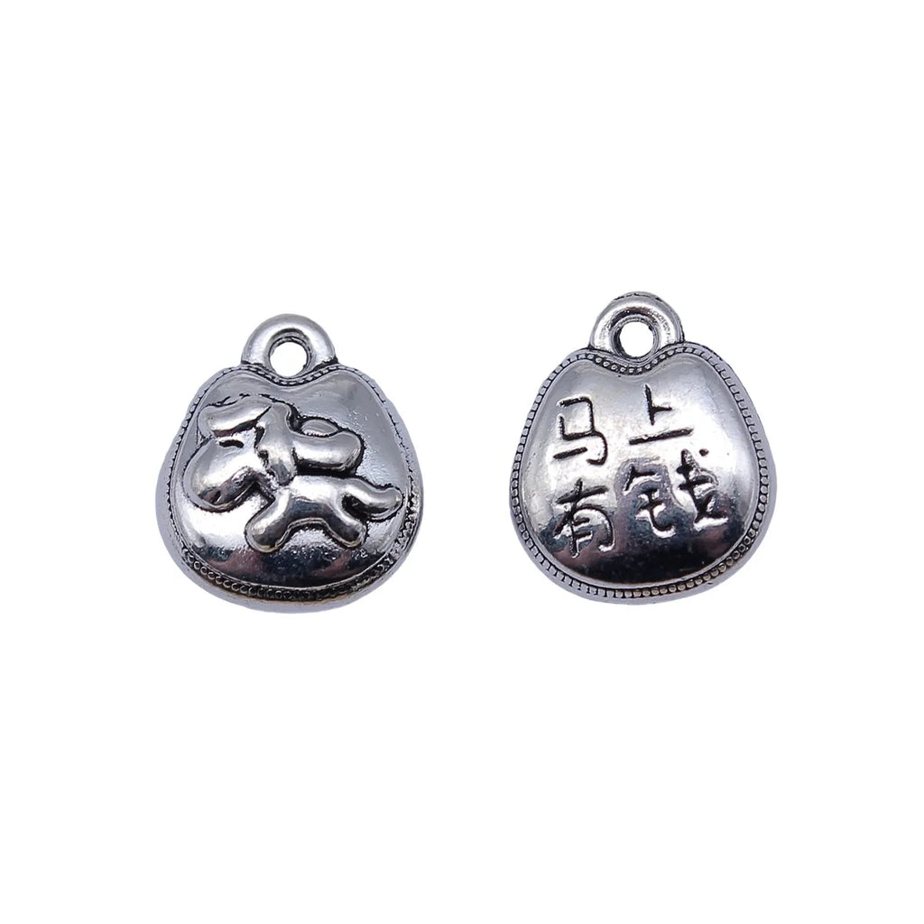 14x12x5.7mm 2.6g Antique Silver Zinc Alloy Horse Coin Charm Pendant for DIY Necklace Bracelet Making