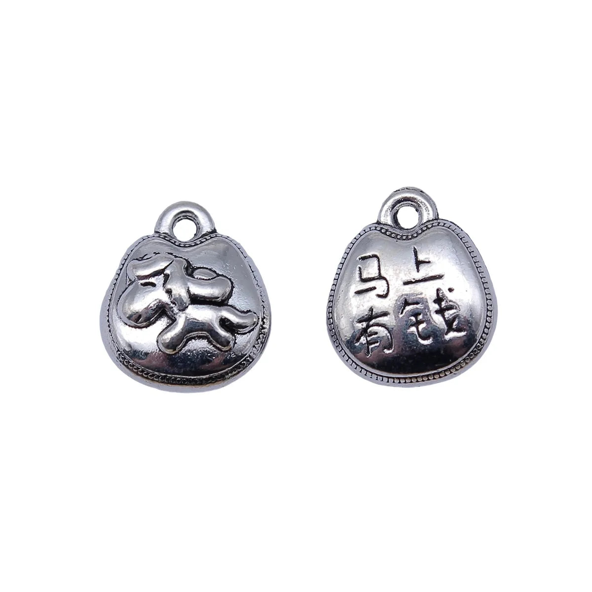 14x12x5.7mm 2.6g Antique Silver Zinc Alloy Horse Coin Charm Pendant for DIY Necklace Bracelet Making