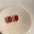 14K Electroplated Copper Zircon Heart Oval Geometric Drop Earrings Light Luxury Jewelry