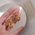 Silver Plated Needle Milk Coffee Big Bow Drop Earrings Winter Fluffy Leopard Fur Ball