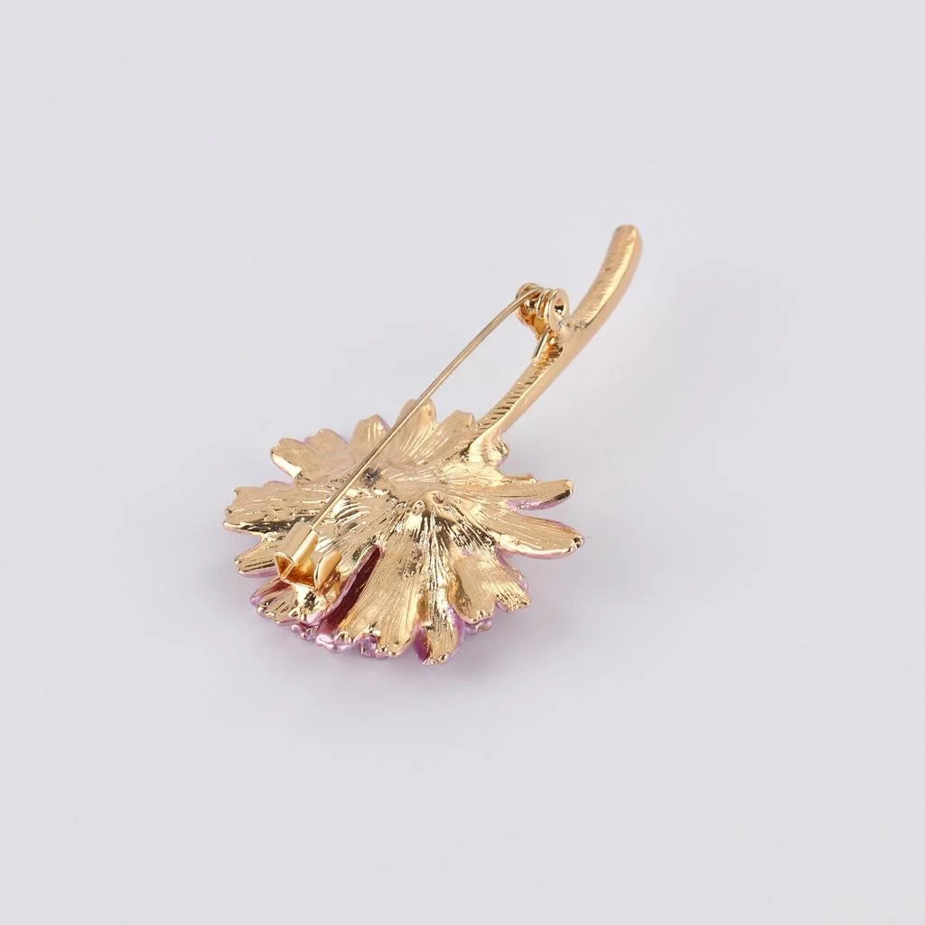 Cute Korean Style Enamel Daisy Flower Alloy Brooch For Women, Elegant Floral Lapel Pin Suit Accessory Gift