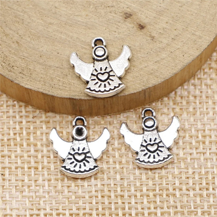13x13mm 1g Antique Silver Zinc Alloy Angel Charm Pendant for DIY Necklace Bracelet Making