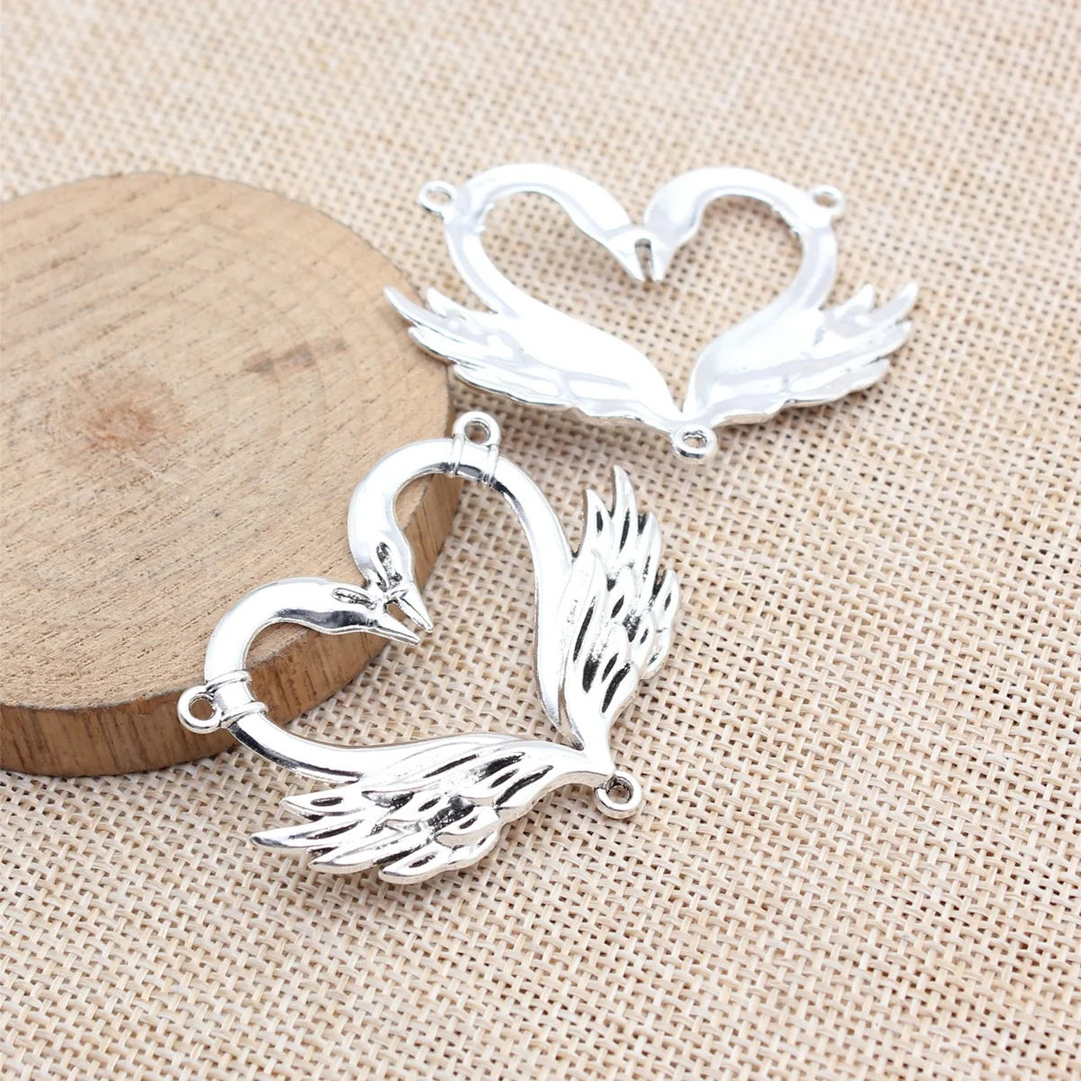 53x40mm 7g Multicolor Zinc Alloy Heart Swan Connector Charm for DIY Necklace Bracelet Jewelry