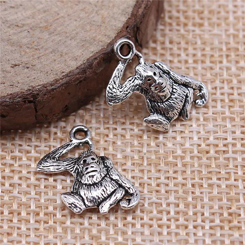 14x9mm 1g Antique Silver Zinc Alloy Monkey Charm Pendant for DIY Necklace Bracelet Jewelry Making