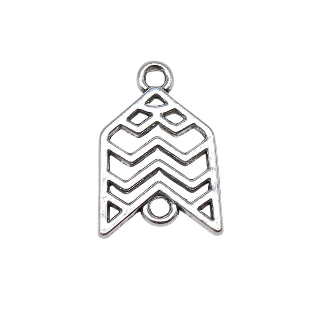 19x13mm 1.1g Antique Silver Zinc Alloy Hollow Pattern Earring Connector Charms for DIY Earring Making