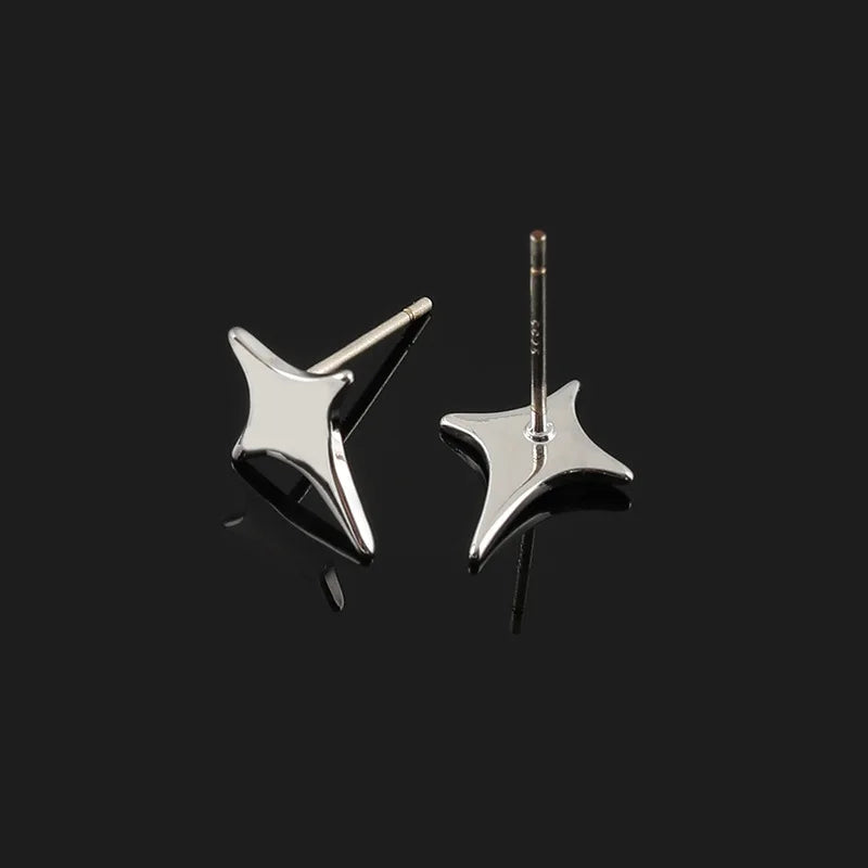 Elegant Minimalist Glossy Alloy Starburst Spiral Stud & Clip On No Piercing Fashion Earrings