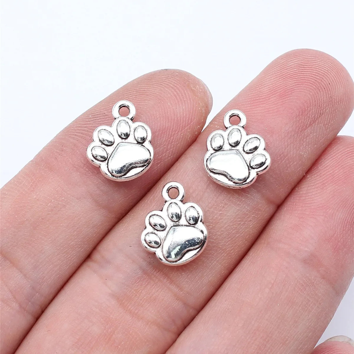 12x10mm 0.9g Antique Silver Tone Zinc Alloy Dog Paw Charm Pendant for DIY Necklace Bracelet Jewelry