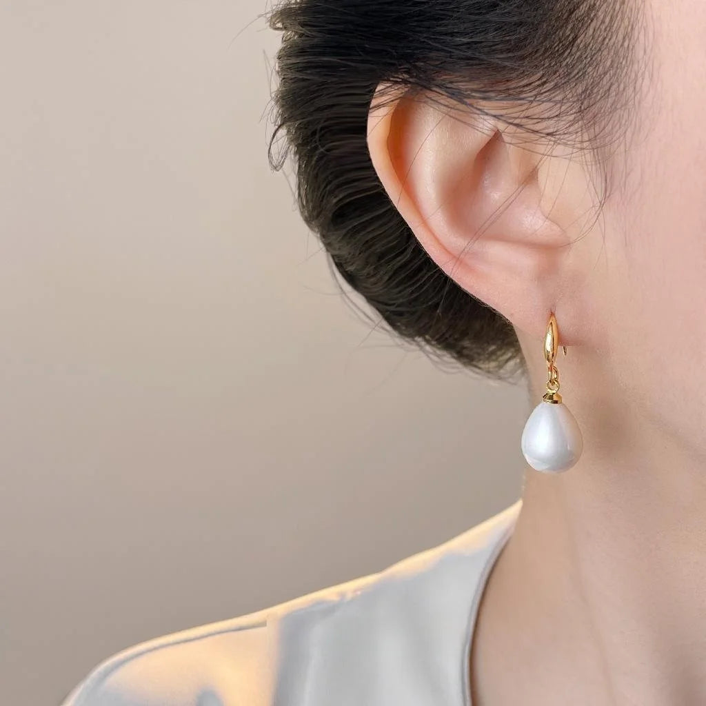 Copper Iridescent Pearl Geometric Teardrop Drop Earrings Sweet Fairy Style Jewelry