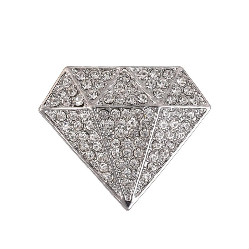 Luxury Geometric Diamond Shape Rhinestone Alloy Brooch, Sparkling Women's Lapel Pin Corsage Suit Accessory
