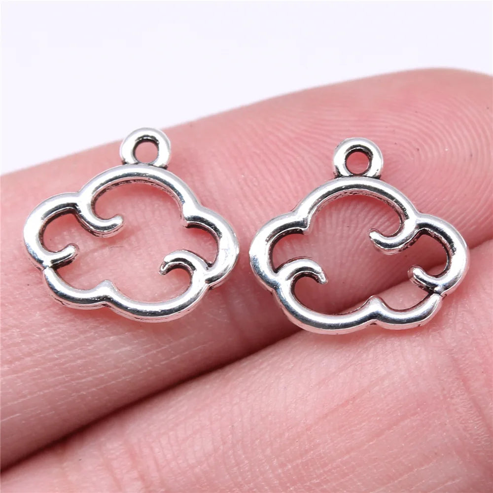 15x13mm 0.7g Antique Silver Zinc Alloy Hollow Cloud Charm Pendant for DIY Necklace Bracelet Making