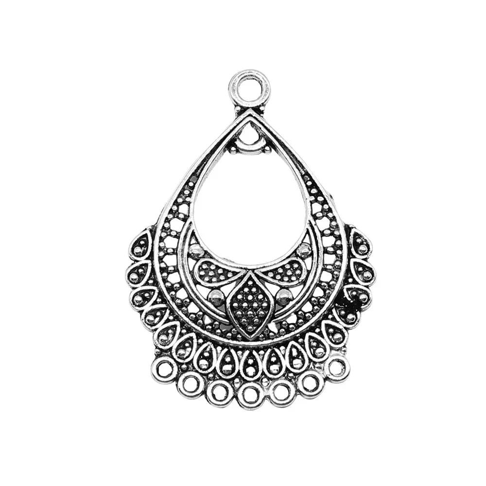 26x36mm 2.8g Antique Silver Zinc Alloy Geometric Earring Connector Charms for DIY Jewelry Making