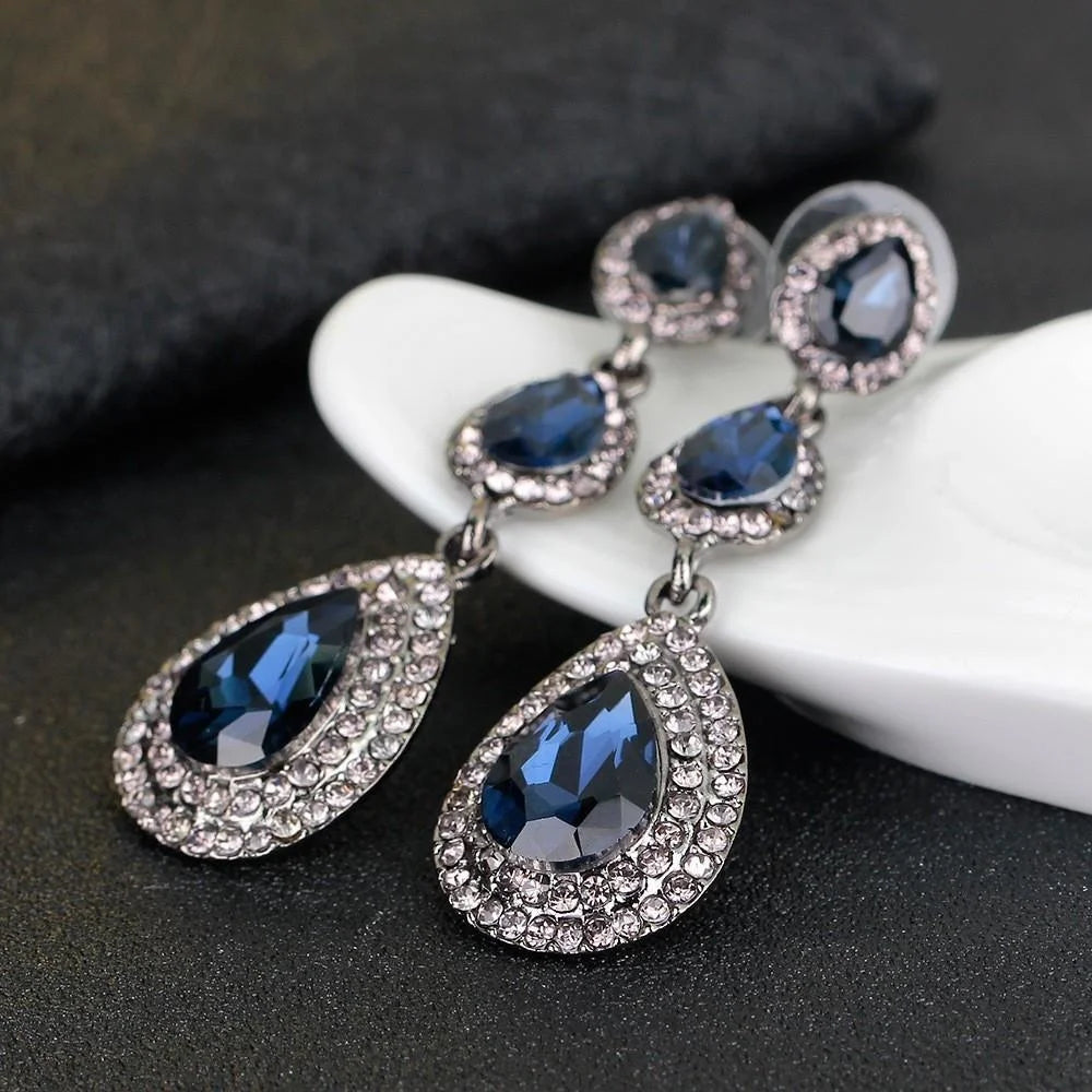 Luxury Teardrop Crystal Rhinestone Chandelier Earrings For Bridal Wedding Party Banquet Gift