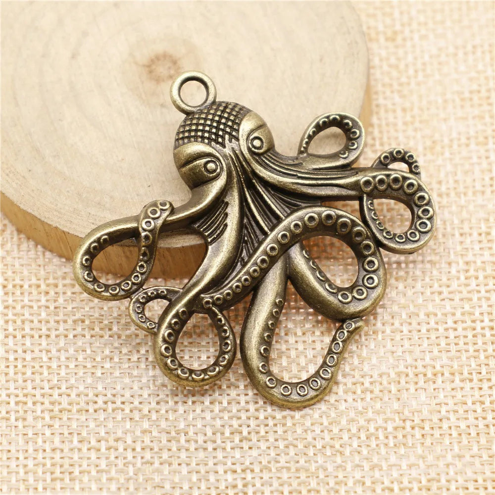 59x57mm 12.2g Multicolor Zinc Alloy Large Octopus Fish Charm Pendant for DIY Ocean Theme Jewelry Making