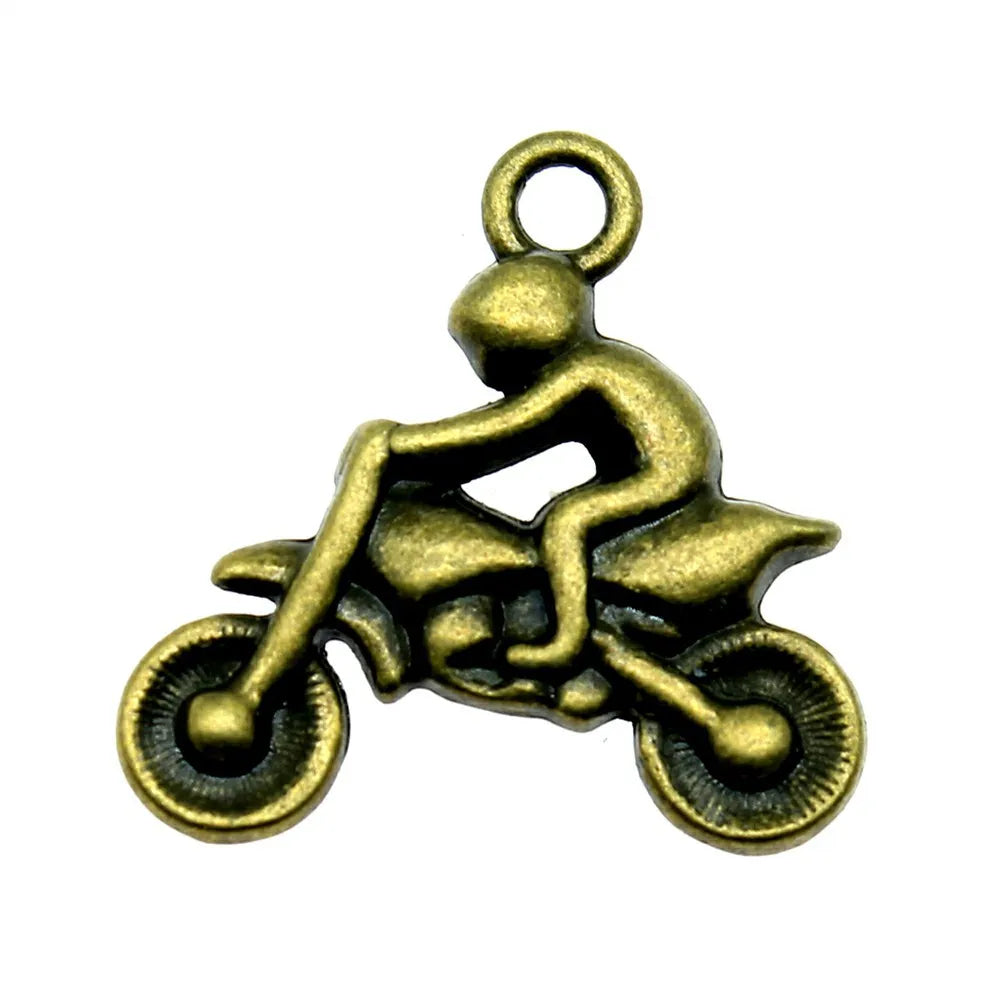 21x21mm 3.1g Multicolor Zinc Alloy Motorcycle Racing Charm Pendant for DIY Sports Jewelry Making
