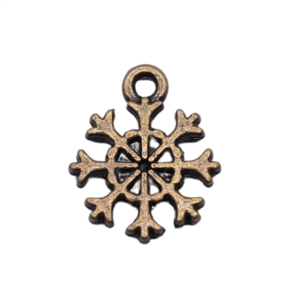 11x13mm 0.5g Multicolor Zinc Alloy Christmas Snowflake Charm Pendant for DIY Clothing Jewelry