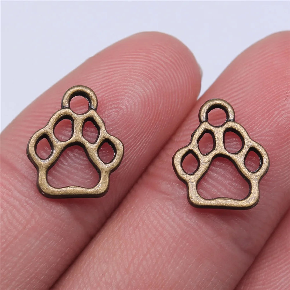 13x11mm 0.6g Multicolor Zinc Alloy Small Dog Paw Charm Pendant for DIY Pet Jewelry Bracelet Making