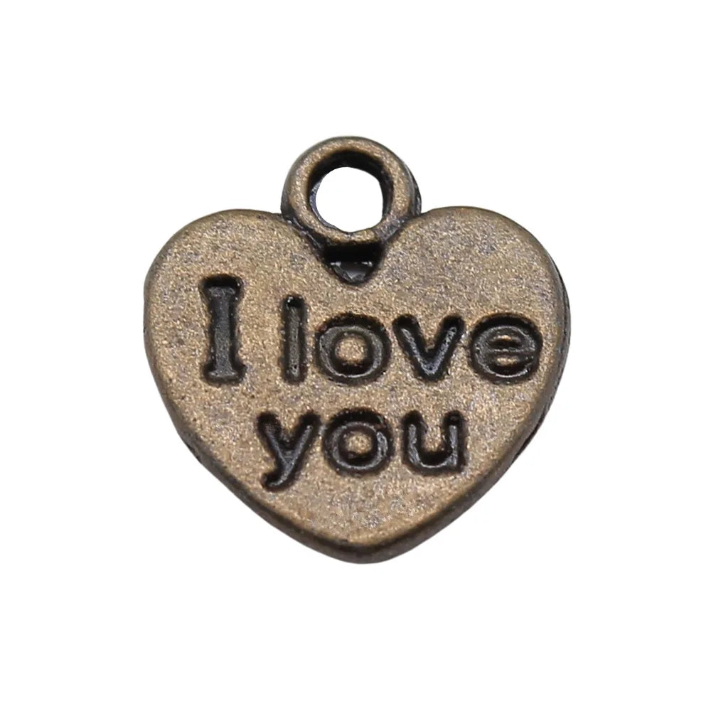 12x11mm 0.8g Multicolor zinc alloy I Love You Heart charm pendant for DIY bracelet necklace making
