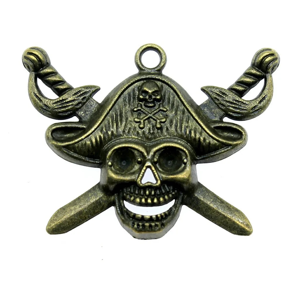 45x34mm 7.3g Multicolor Zinc Alloy Pirate Skull Charm Pendant for DIY Jewelry Making and Accessories