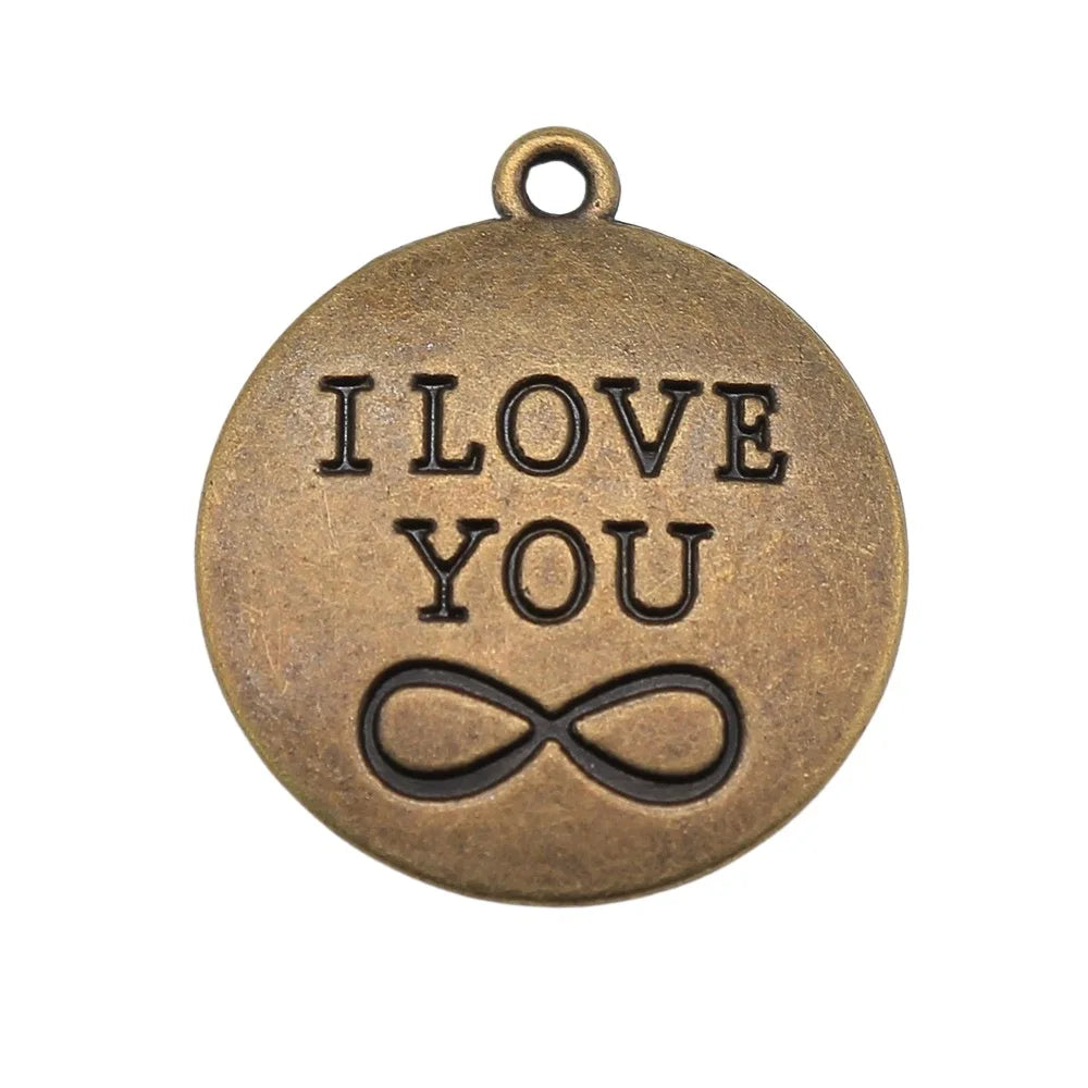 28x24mm 3.2g Zinc Alloy I Love You Infinity Letter Charm Pendant for DIY Necklace Bracelet Jewelry Making