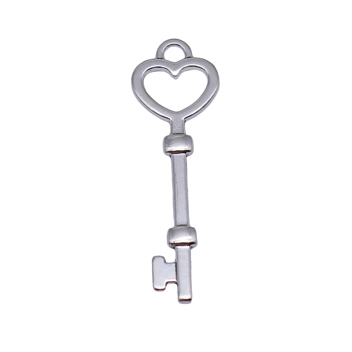 35x11mm 1.1g Antique Silver Zinc Alloy Heart Key Charm Pendant for DIY Necklace Bracelet Making