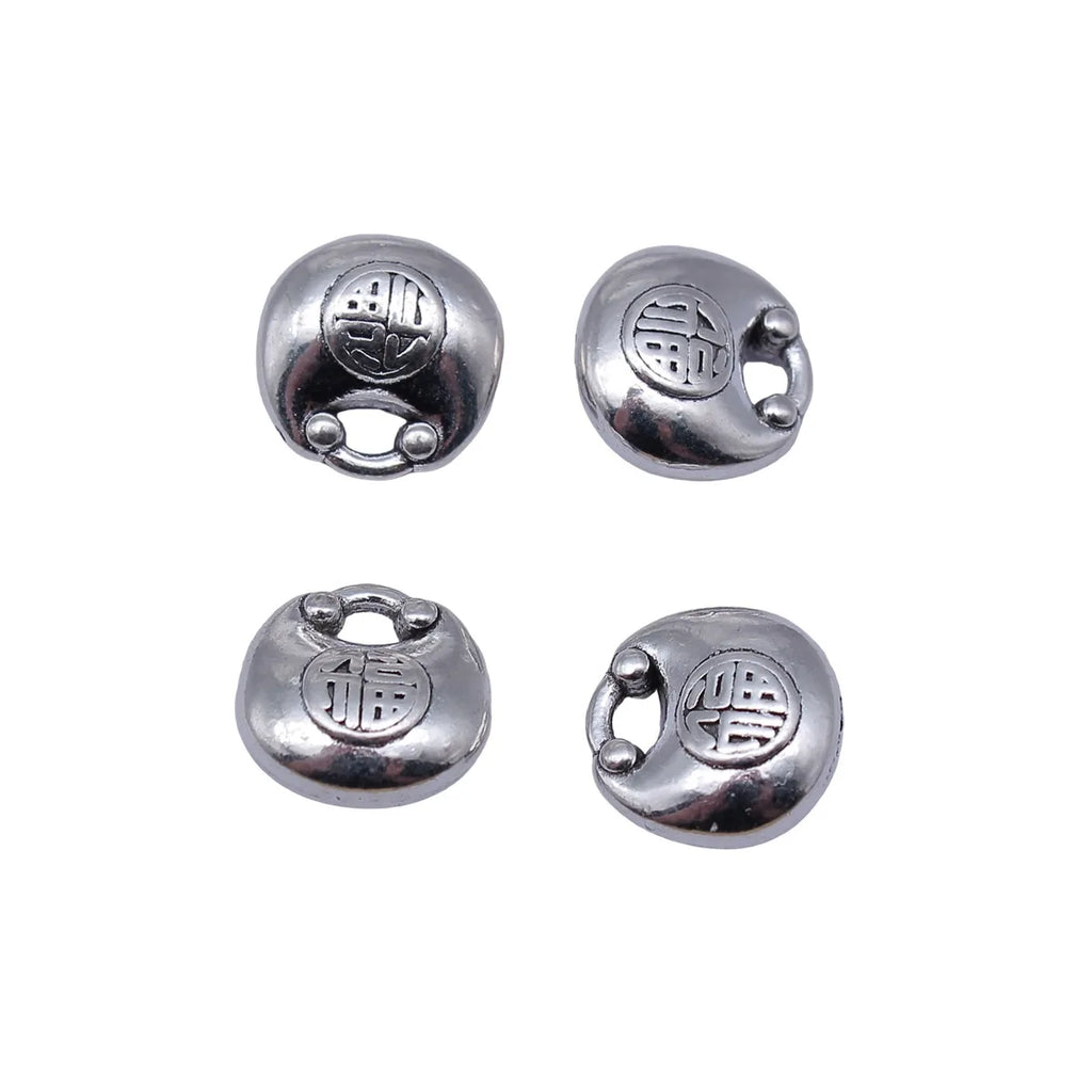 13x13x5.8mm 3g Antique Silver Zinc Alloy Fu Character Lock Charm Pendant for DIY Jewelry Making