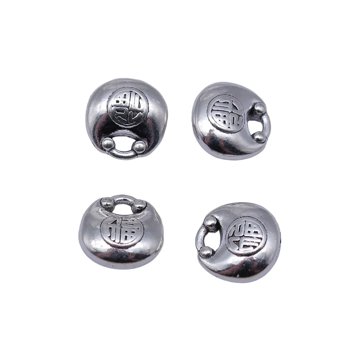 13x13x5.8mm 3g Antique Silver Zinc Alloy Fu Character Lock Charm Pendant for DIY Jewelry Making