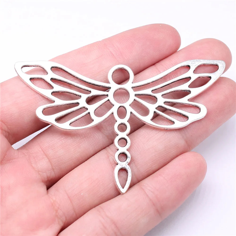 74x45mm 7g Antique Silver Zinc Alloy Dragonfly Charm Pendant for Necklace Bracelet Making