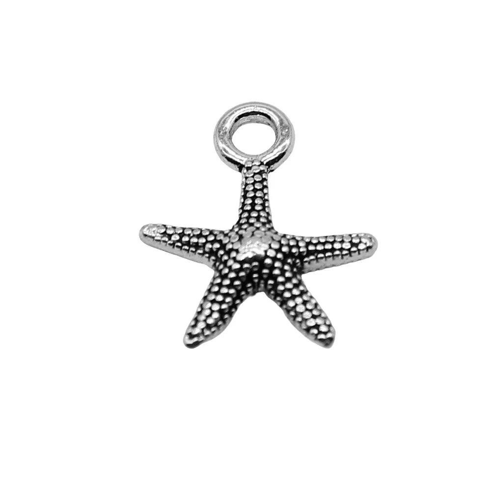 13x16mm 0.6g Multicolor Zinc Alloy Starfish Charm Pendant for DIY Ocean Theme Jewelry Making