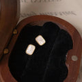 Minimalist Geometric Acetate Square Copper Stud Earrings, French Everyday Mini Jewelry