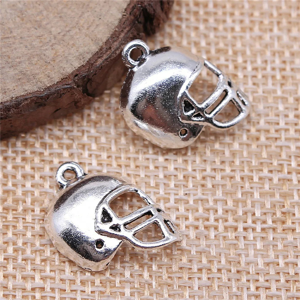 20x15mm 1.3g Multicolor Zinc Alloy Football Helmet Charm Pendant for DIY Sports Jewelry Making
