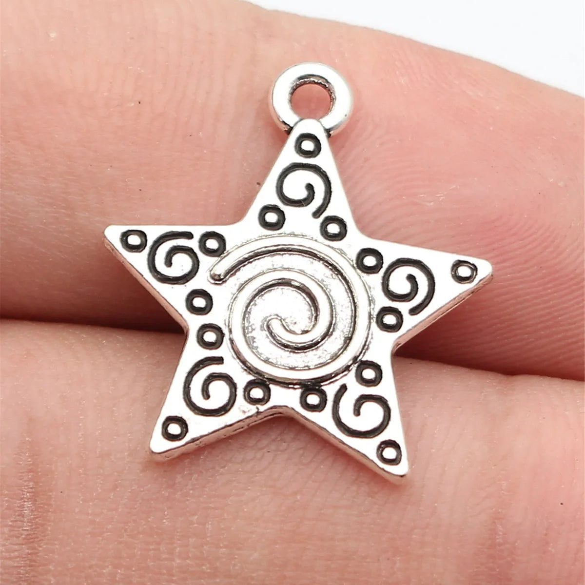 22x19mm 1.7g Antique Silver Zinc Alloy Swirl Star Charm Pendant for DIY Necklace Jewelry Making