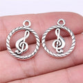 22x18mm 1.68g Antique Silver Zinc Alloy Music Note Charm Pendant for Necklace Bracelet DIY Jewelry Making