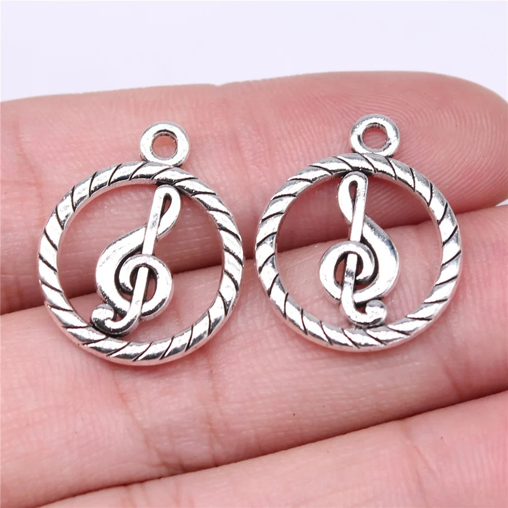 22x18mm 1.68g Antique Silver Zinc Alloy Music Note Charm Pendant for Necklace Bracelet DIY Jewelry Making