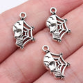 19x11mm 0.9g Antique Silver Zinc Alloy Skull Spider Web Charm Pendant for DIY Jewelry Making