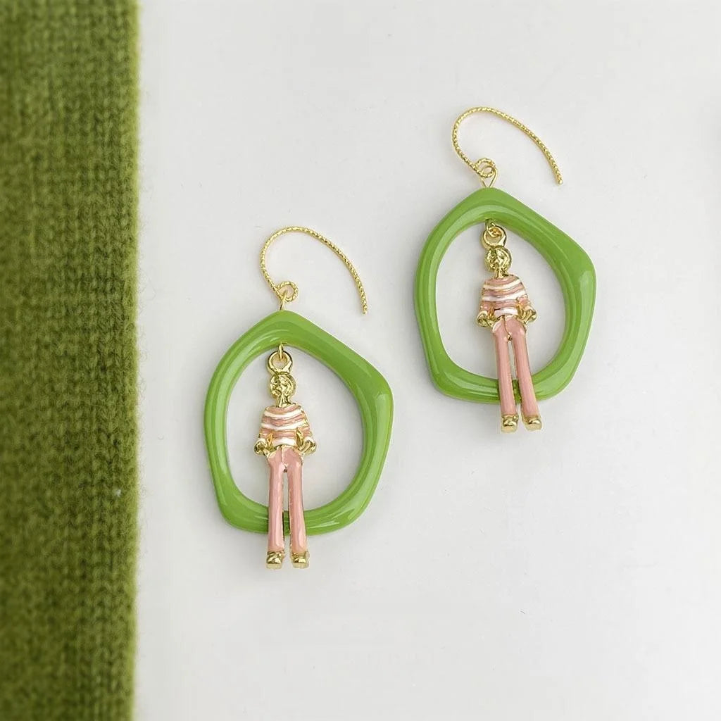 Niche Designer Resin Geometric Round Drop Earrings, Sweet Artistic Swing Girl Style